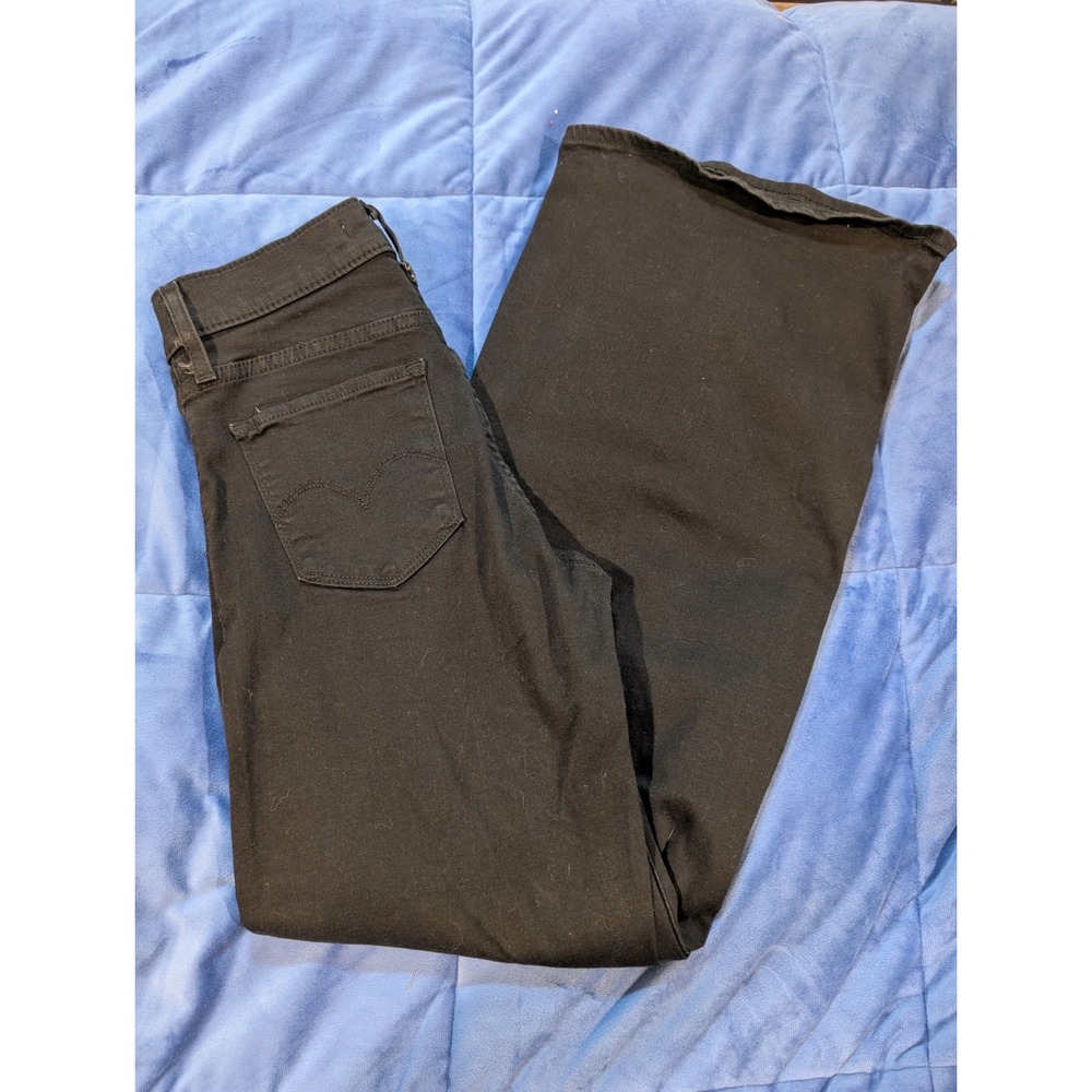 Levis 318 Shaping Wide Leg Jeans Womens 26 Black High Rise Denim Pants